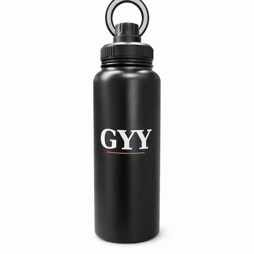 GYY Life black insulated water bottle - double wall stainless steel with magnetic lid