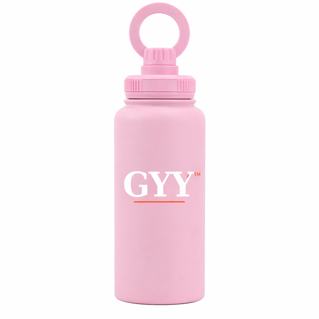 GYY Life pink insulated water bottle - double wall stainless steel with magnetic lid