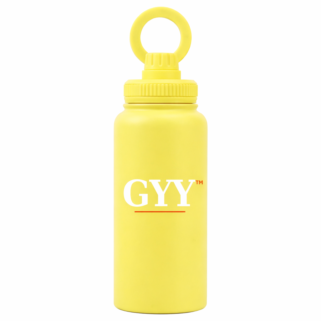 GYY Life yellow insulated water bottle - double wall stainless steel with magnetic lid